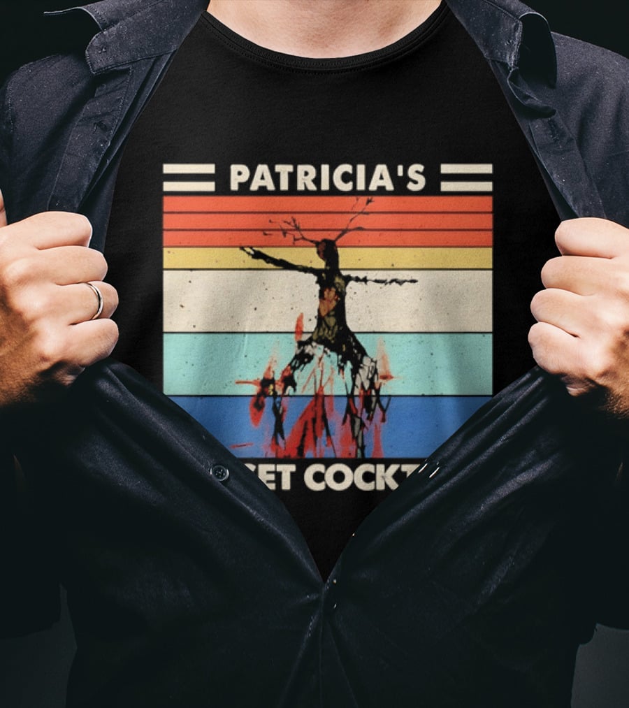 Patricia's Sunset Cocktails Vintage Beach Stripes T-Shirt