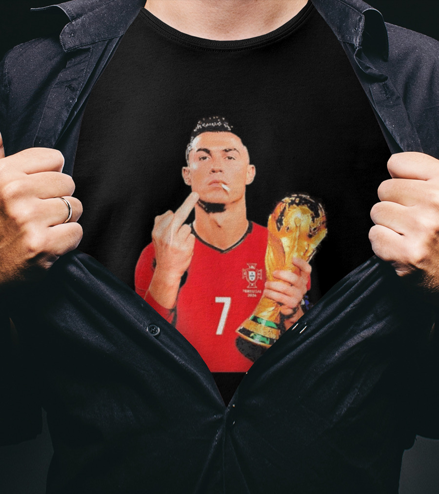 Cristiano Ronaldo Portugal 7 Middle Finger World Cup Trophy T-Shirt