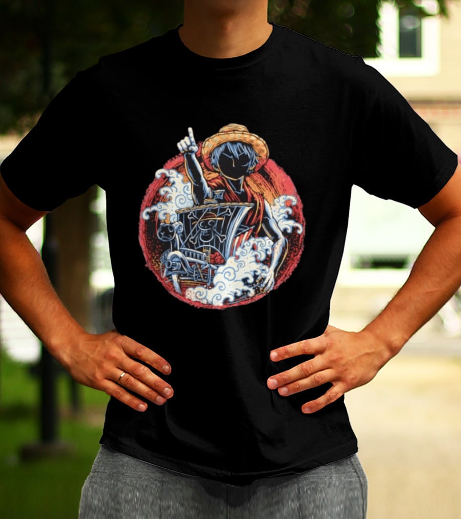 Monkey D Luffy Going Merry One Piece Anime Characters Pirate Ship Adventure T-Shirt
