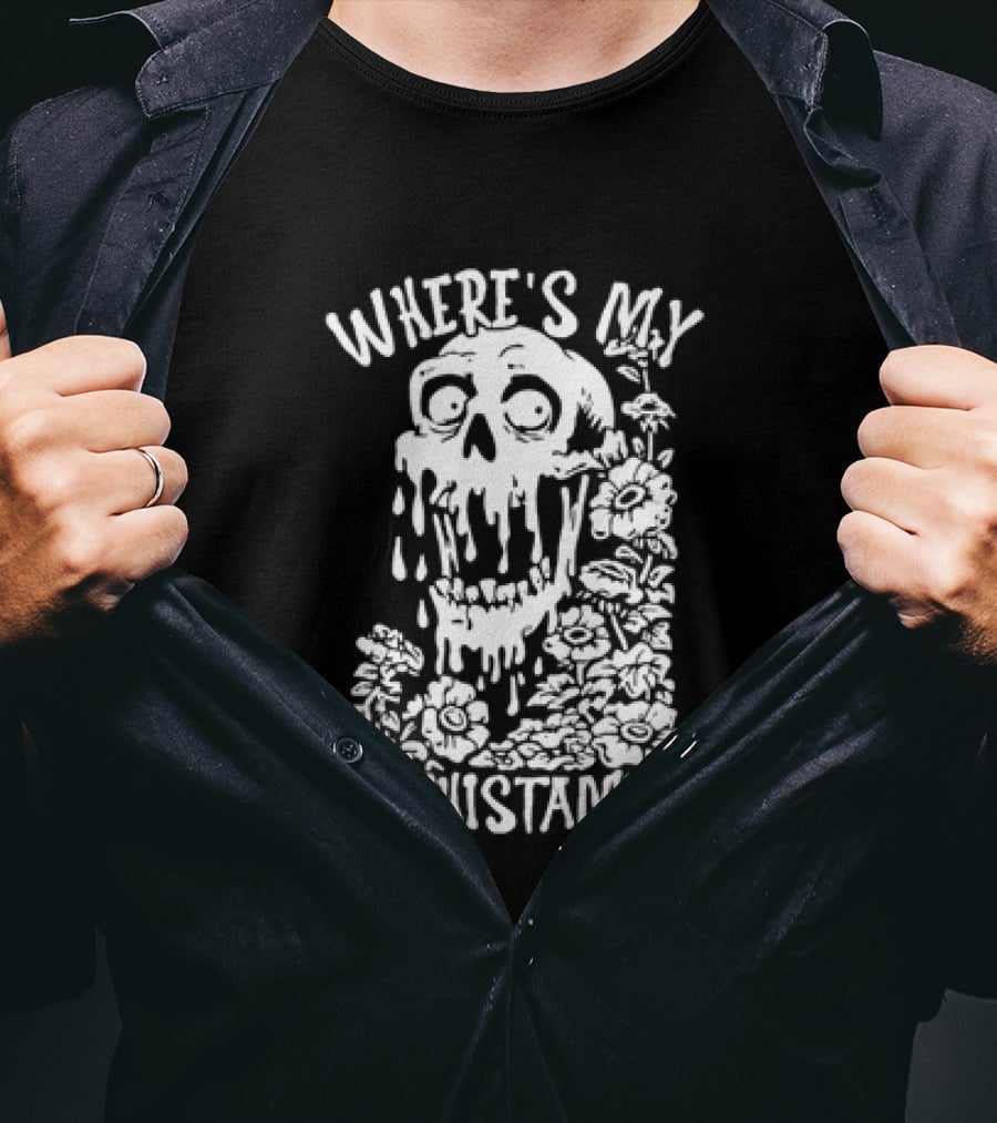 Skull Where's My Antihistamine Floral Humor T-Shirt