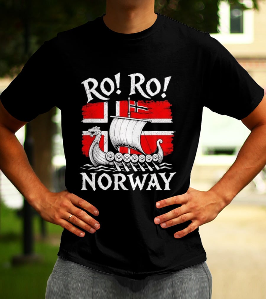 Ro Ro Norway Viking Longship Flag T-Shirt