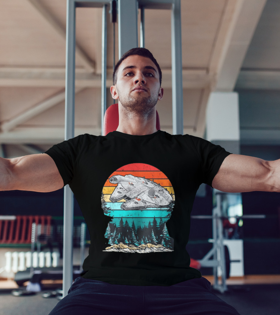 Star Wars Millennium Falcon Forest Sunset T-Shirt