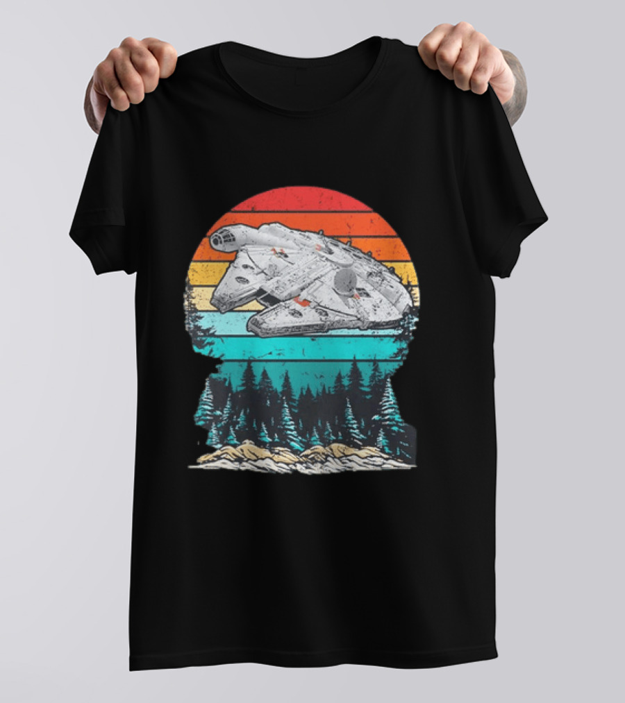 Star Wars Millennium Falcon Forest Sunset T-Shirt