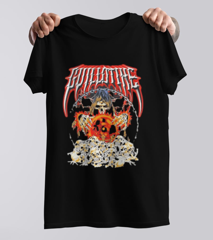 Guillotine Grim Reaper Crystal Ball Skulls Fiery Chains T-Shirt