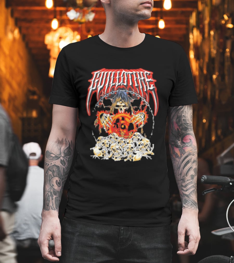Guillotine Grim Reaper Crystal Ball Skulls Fiery Chains T-Shirt