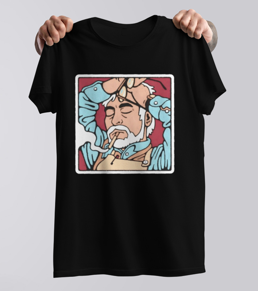 Hayao Miyazaki Smoking Studio Ghibli Filmmaker Animation Mens Casual T-Shirt
