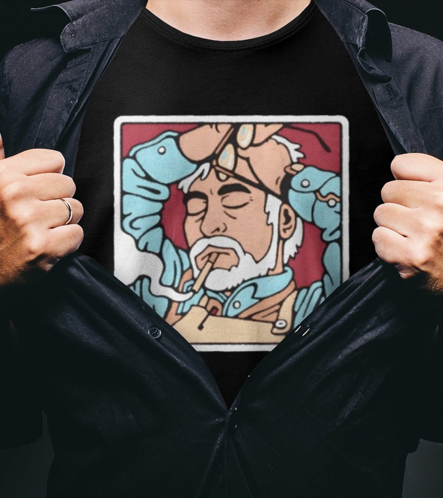 Hayao Miyazaki Smoking Studio Ghibli Filmmaker Animation Mens Casual T-Shirt