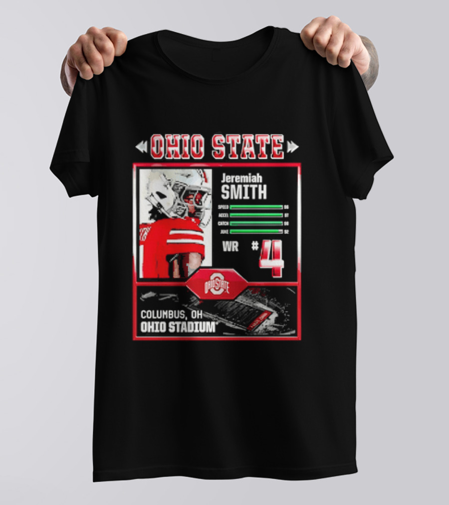 Ohio State Buckeyes Jeremiah Smith Columbus Football Ohio Stadium Number 4 T-Shirt