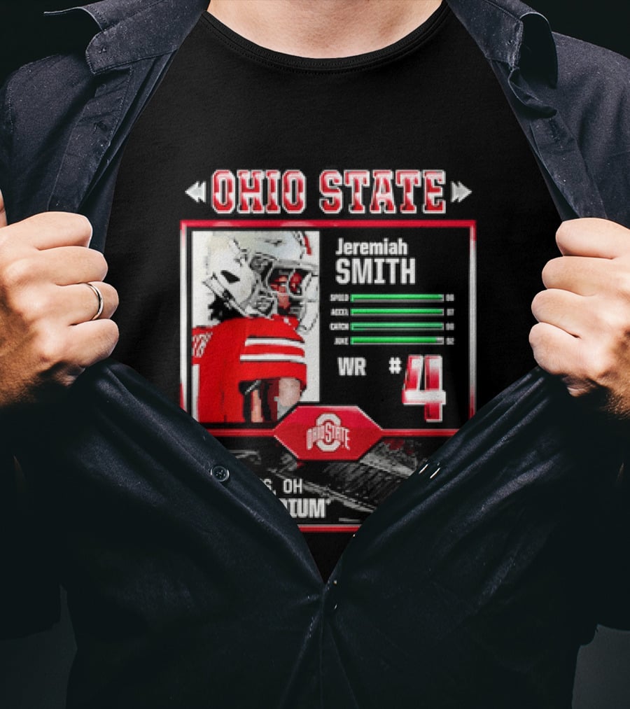 Ohio State Buckeyes Jeremiah Smith Columbus Football Ohio Stadium Number 4 T-Shirt