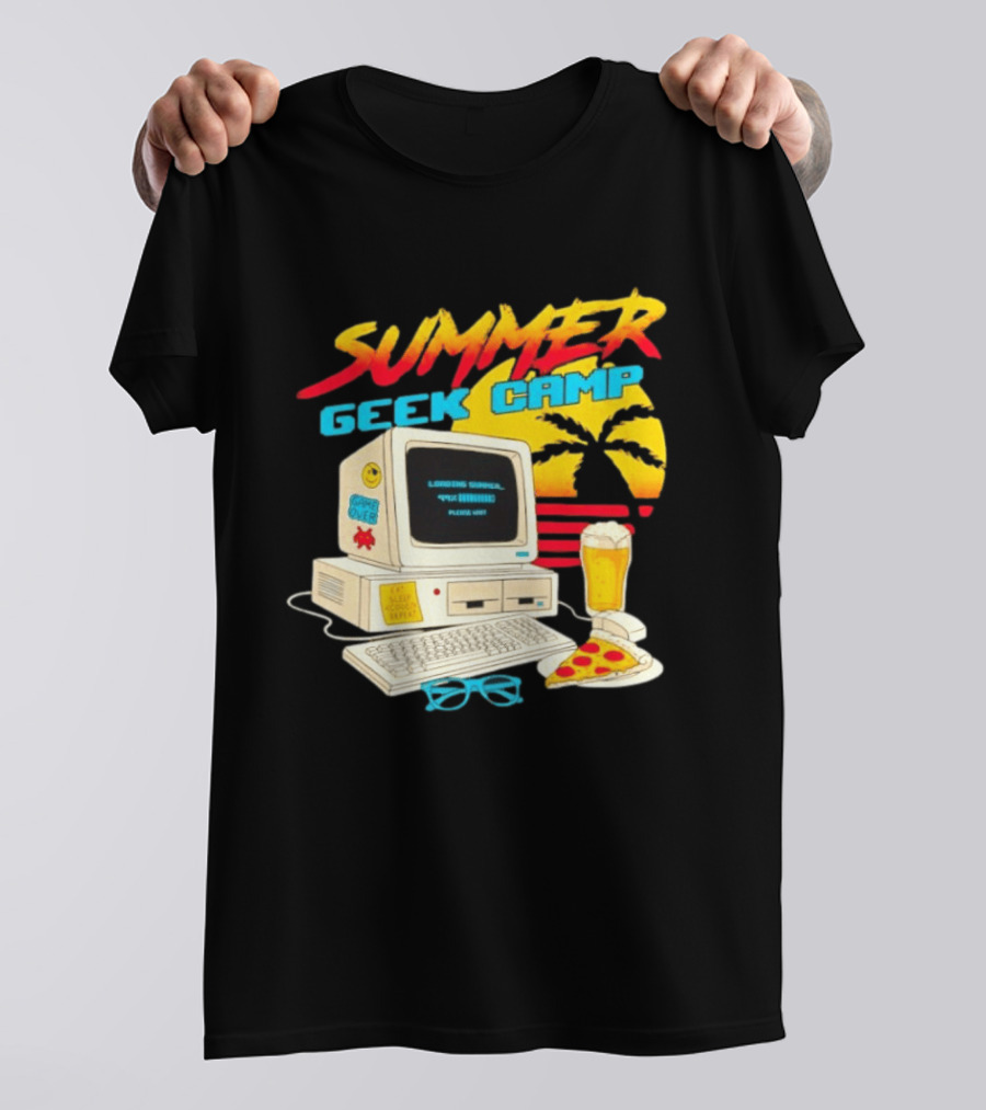 Summer Geek Camp Eat Sleep Code Repeat Loading Computer Pizza Beer T-Shirt