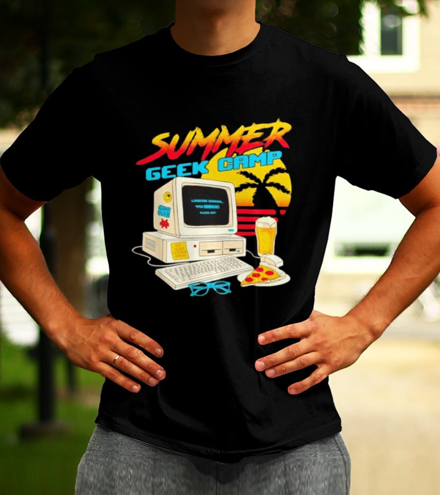Summer Geek Camp Eat Sleep Code Repeat Loading Computer Pizza Beer T-Shirt