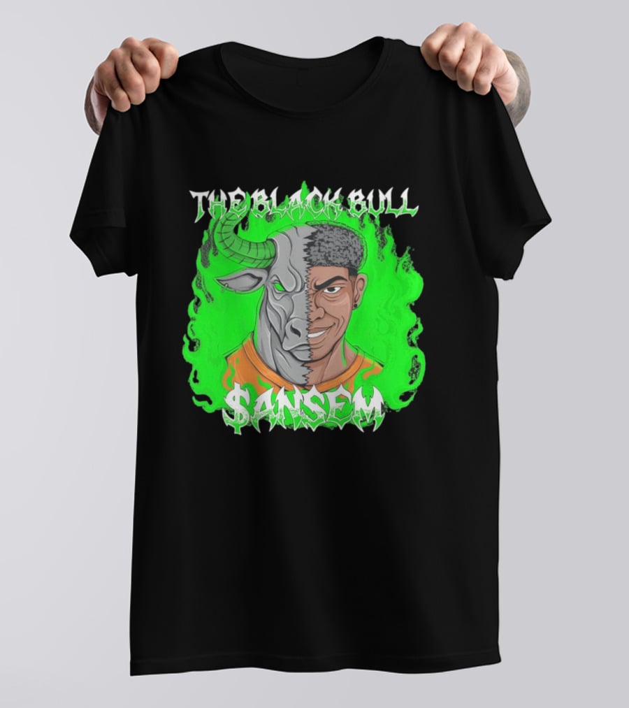 The Black Bull Sansem Half Man Half Bull Green Fire Fusion T-Shirt