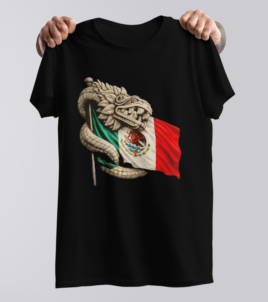 Quetzalcoatl Feathered Serpent Mexico Flag T-Shirt