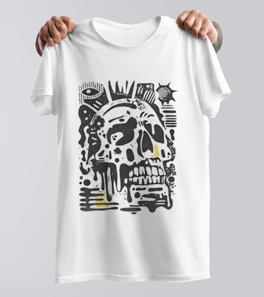 Dripping Skull Abstract Art With Crown And Eye T-Shirt