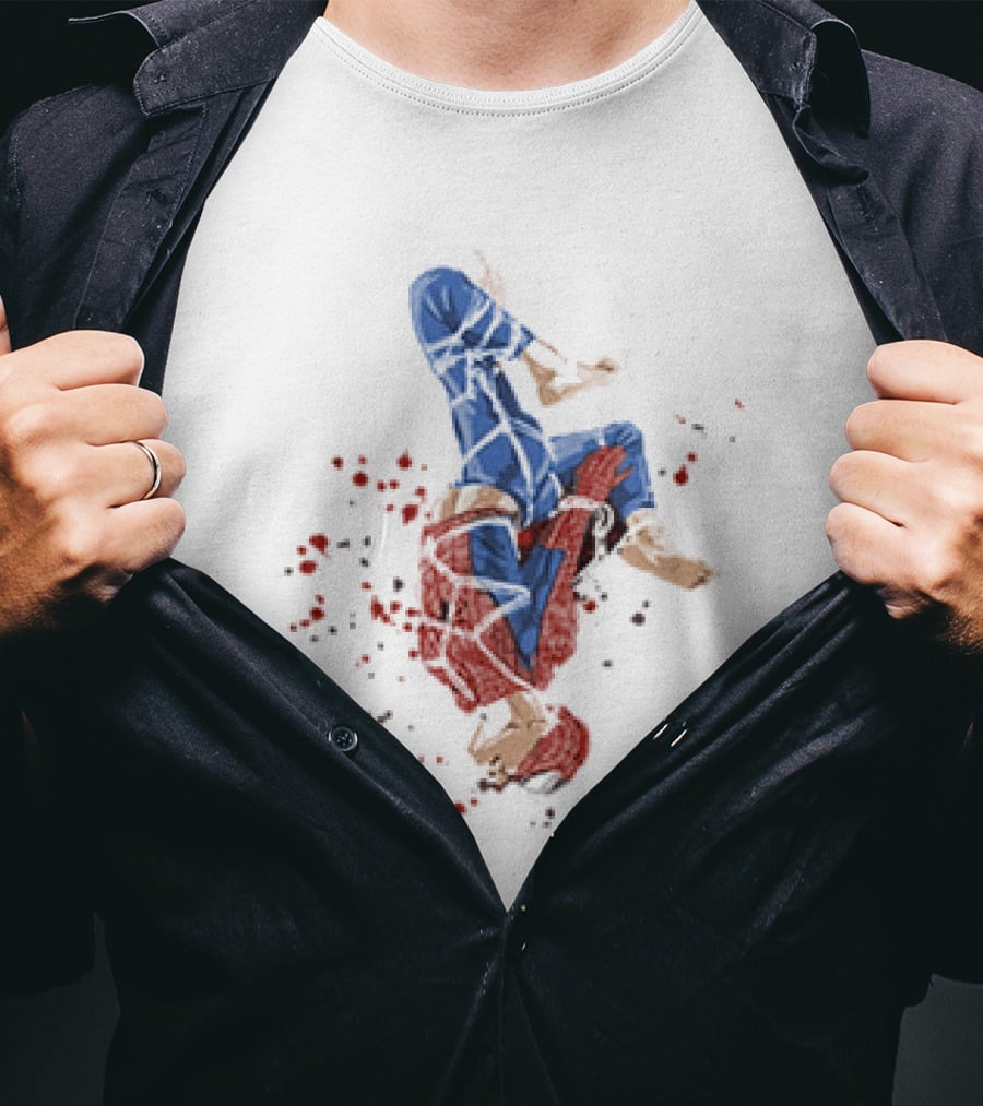 Spider Man Shibari Upside Down Rope Art With Red Flowers T-Shirt