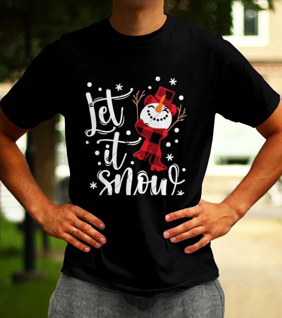 Let It Snow Red Snowman Christmas Magic T-Shirt