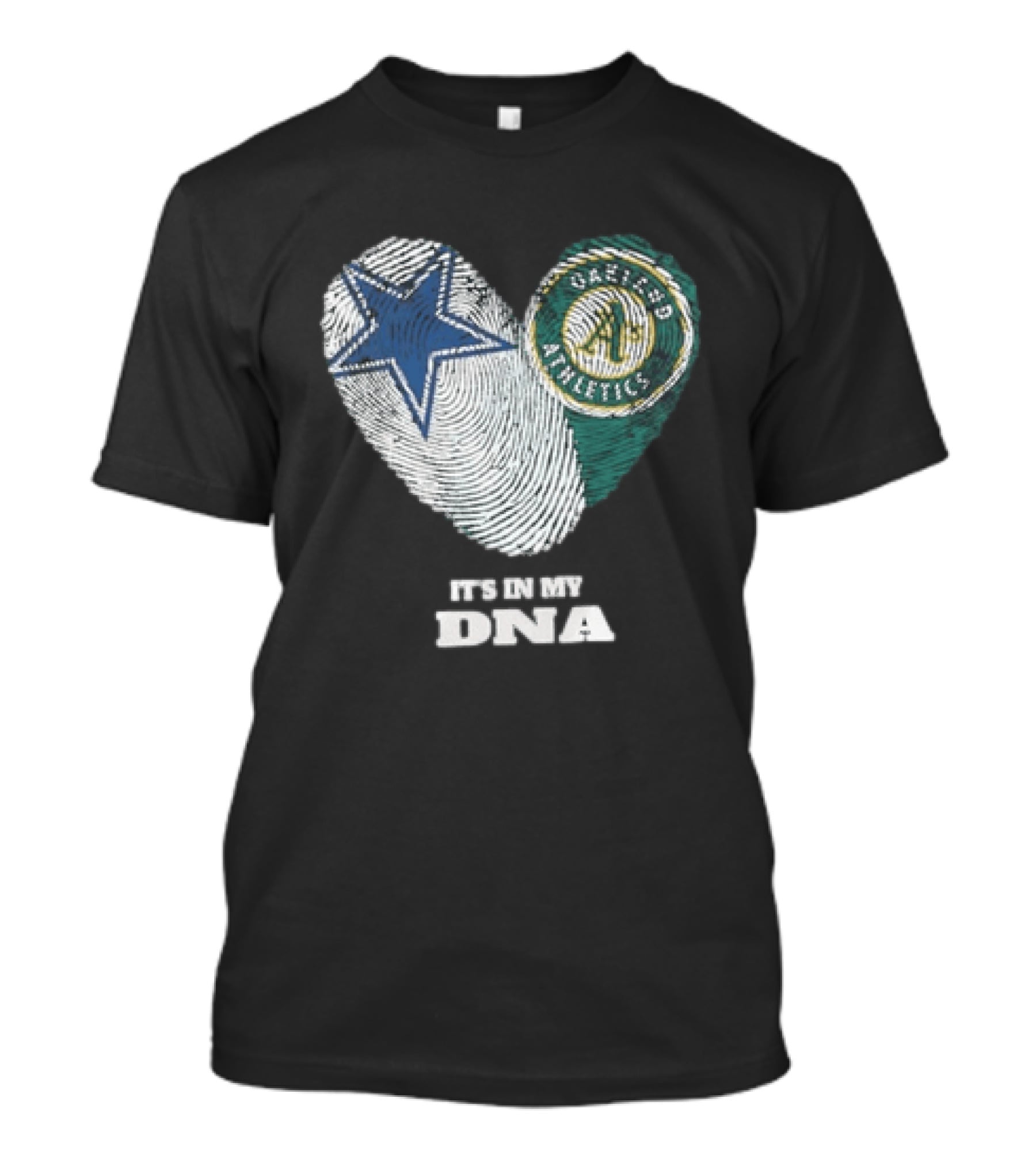 Dallas Cowboys Oakland Athletics It's In My DNA Heart Fingerprint T-Shirt