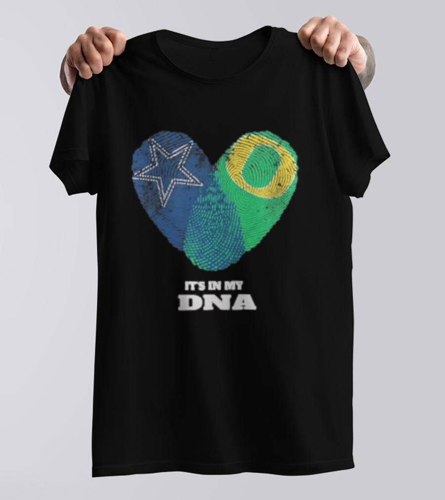 It's In My DNA Dallas Cowboys Oregon Ducks Heart Fingerprint T-Shirt