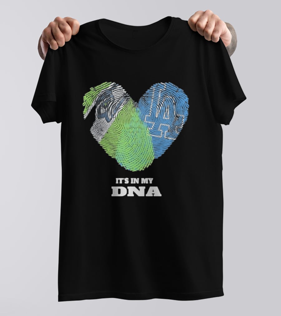 It's In My DNA Seattle Seahawks Los Angeles Dodgers Fingerprint T-Shirt
