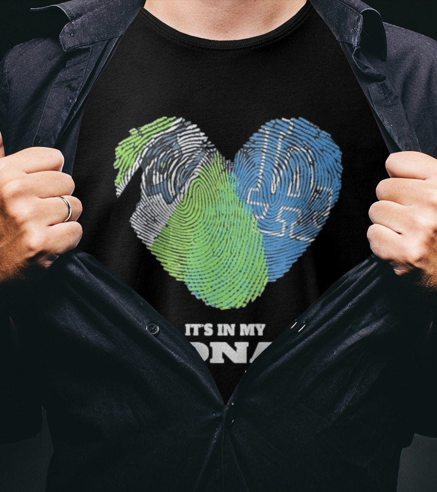 It's In My DNA Seattle Seahawks Los Angeles Dodgers Fingerprint T-Shirt