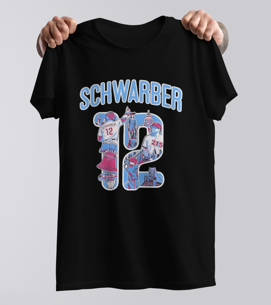 Kyle Schwarber Philadelphia Phillies 12 Liberty Bell City Skyline 215 T-Shirt