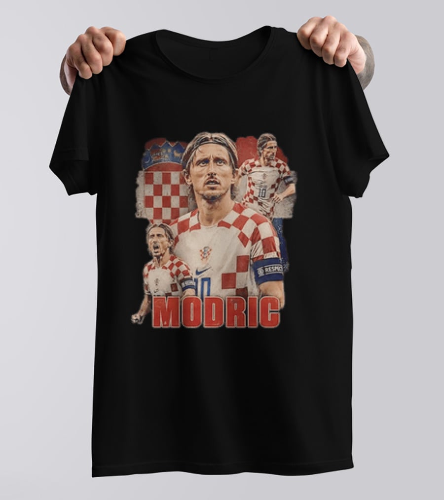 Luka Modric Croatia National Team Footballer With Croatian Flag And Number 10 T-Shirt