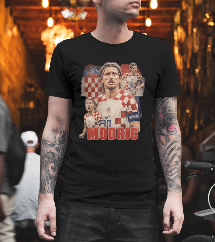 Luka Modric Croatia National Team Footballer With Croatian Flag And Number 10 T-Shirt