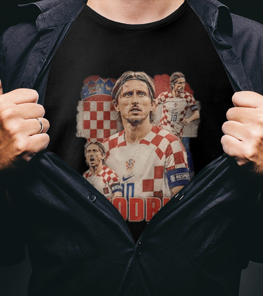 Luka Modric Croatia National Team Footballer With Croatian Flag And Number 10 T-Shirt