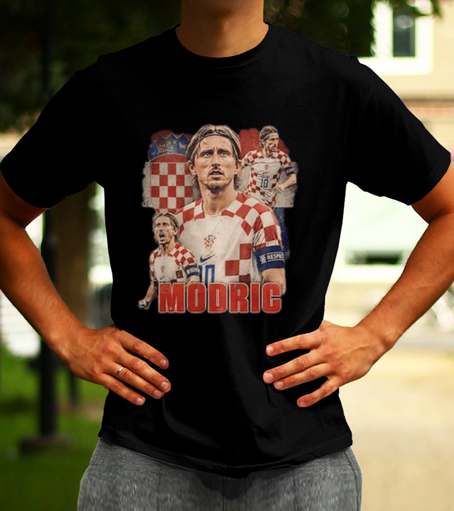Luka Modric Croatia National Team Footballer With Croatian Flag And Number 10 T-Shirt