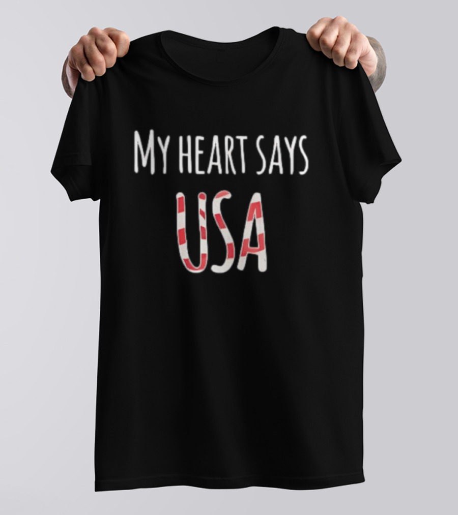 My Heart Says USA Red White Stripes T-Shirt