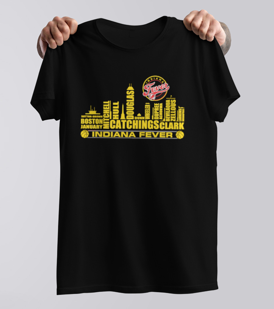 Indiana Fever Tamika Catchings Skyline WNBA Roster T-Shirt