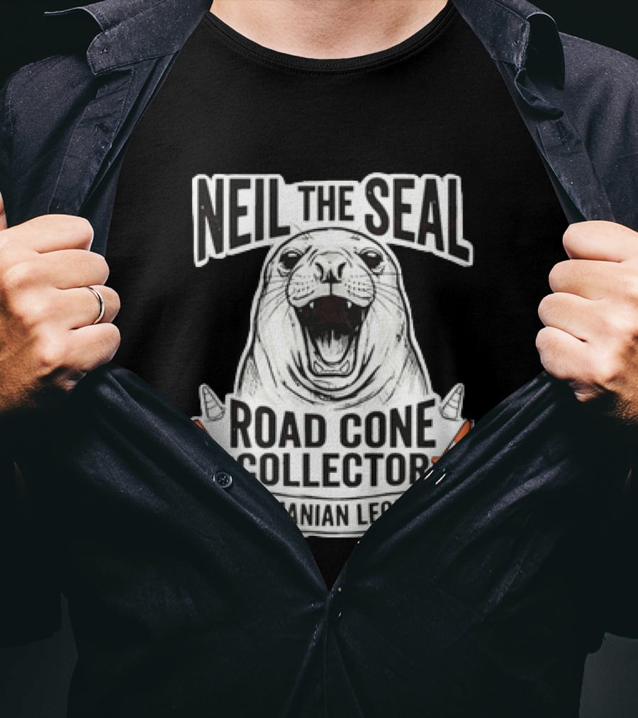 Neil The Seal Road Cone Collector Tasmanian Legend T-Shirt
