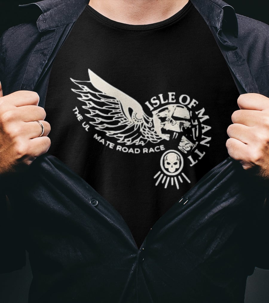 Isle Of Man TT Ultimate Road Race Skull Wing Motorcycle T-Shirt