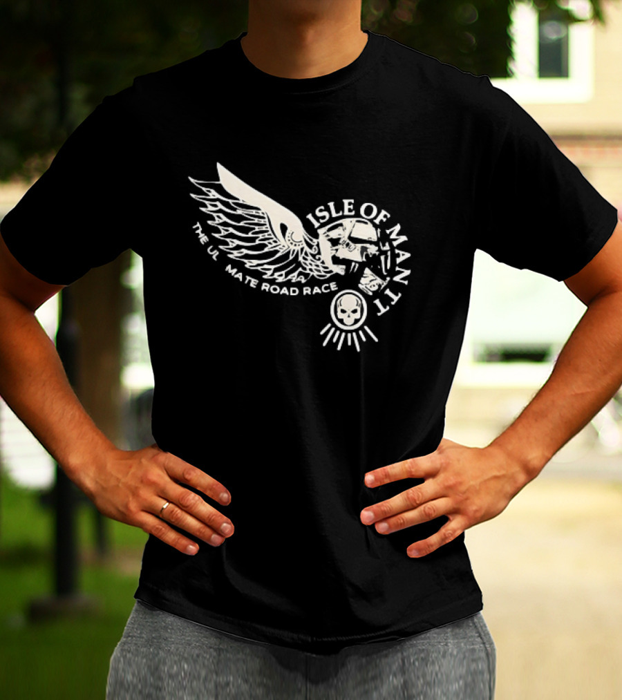Isle Of Man TT Ultimate Road Race Skull Wing Motorcycle T-Shirt