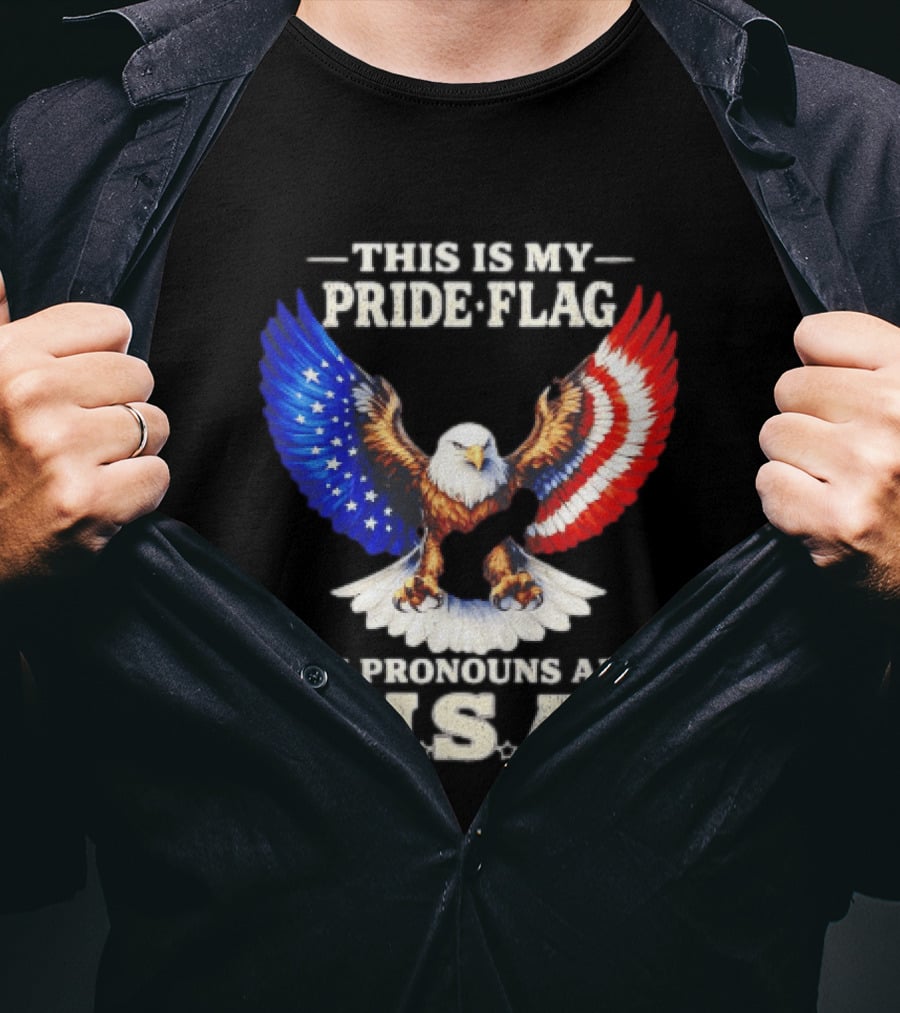 This Is My Pride Flag American Eagle My Pronouns Are USA T-Shirt