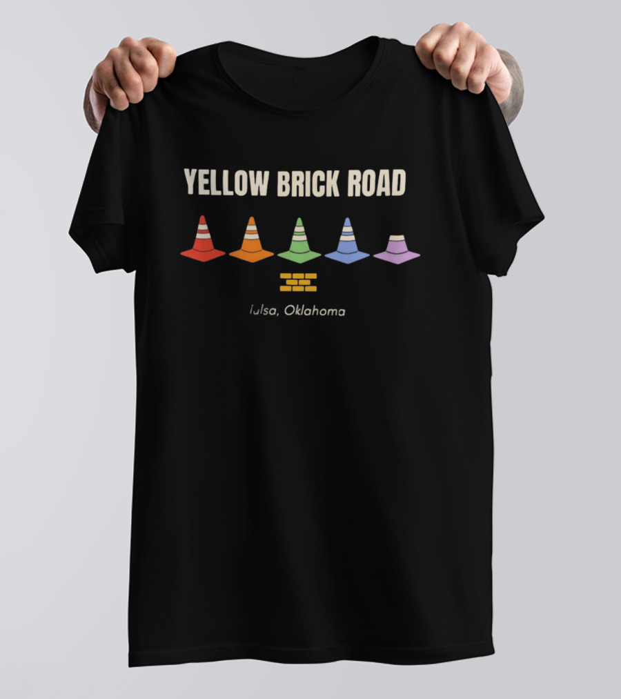 Yellow Brick Road Traffic Cone Colors Tulsa Oklahoma T-Shirt