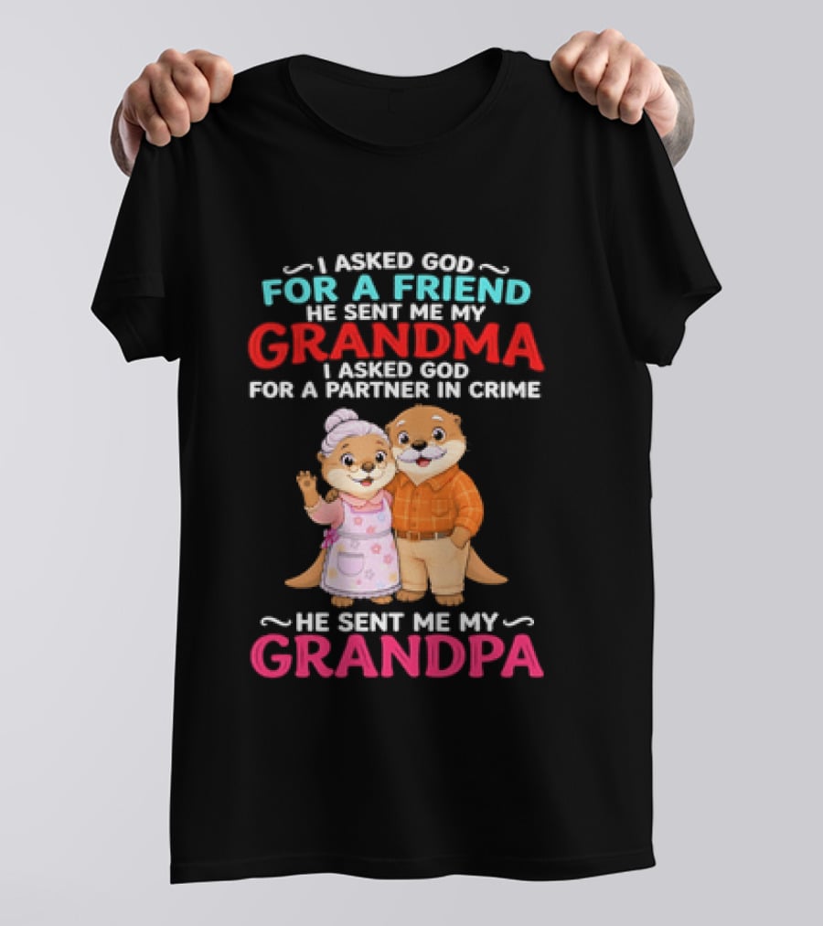 I Asked God For A Friend He Sent Me My Grandma Partner In Crime Grandpa Otter T-Shirt