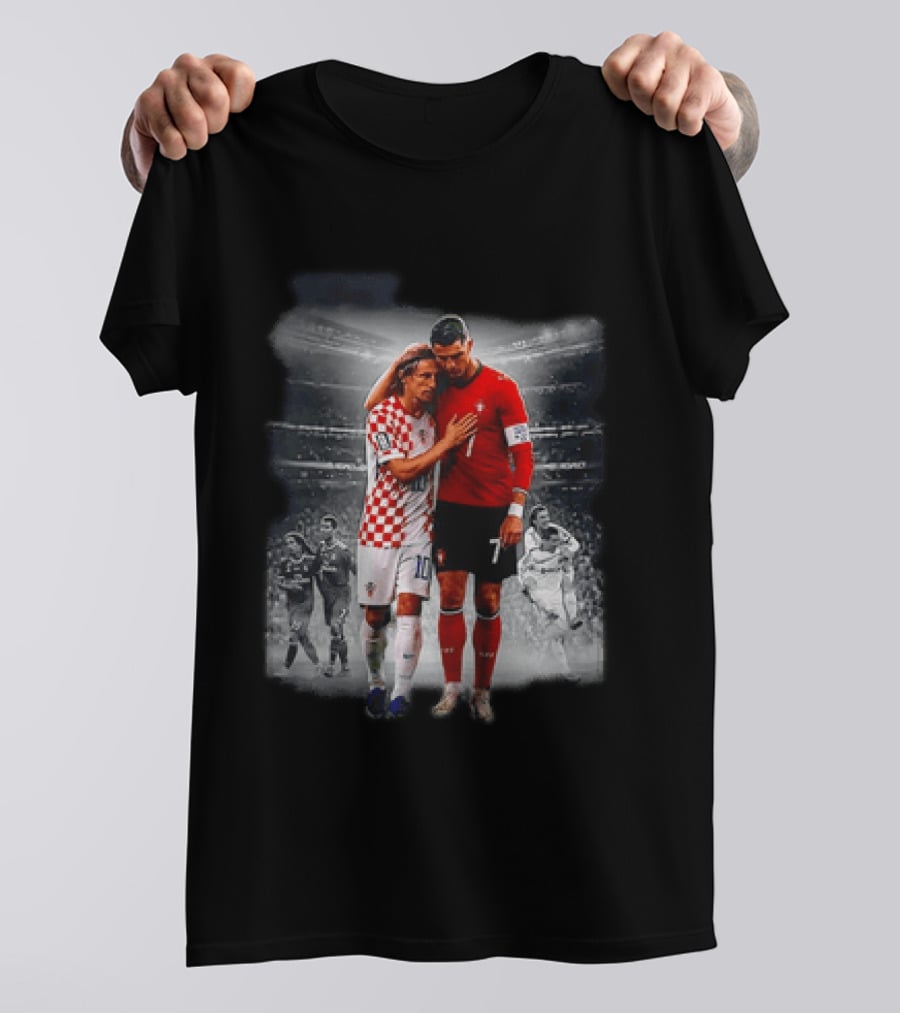 Portugal Cristiano Ronaldo Croatia Luka Modric Embrace Football Icon Moment T-Shirt