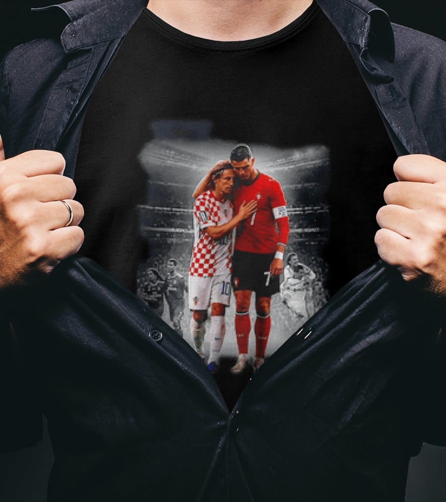 Portugal Cristiano Ronaldo Croatia Luka Modric Embrace Football Icon Moment T-Shirt