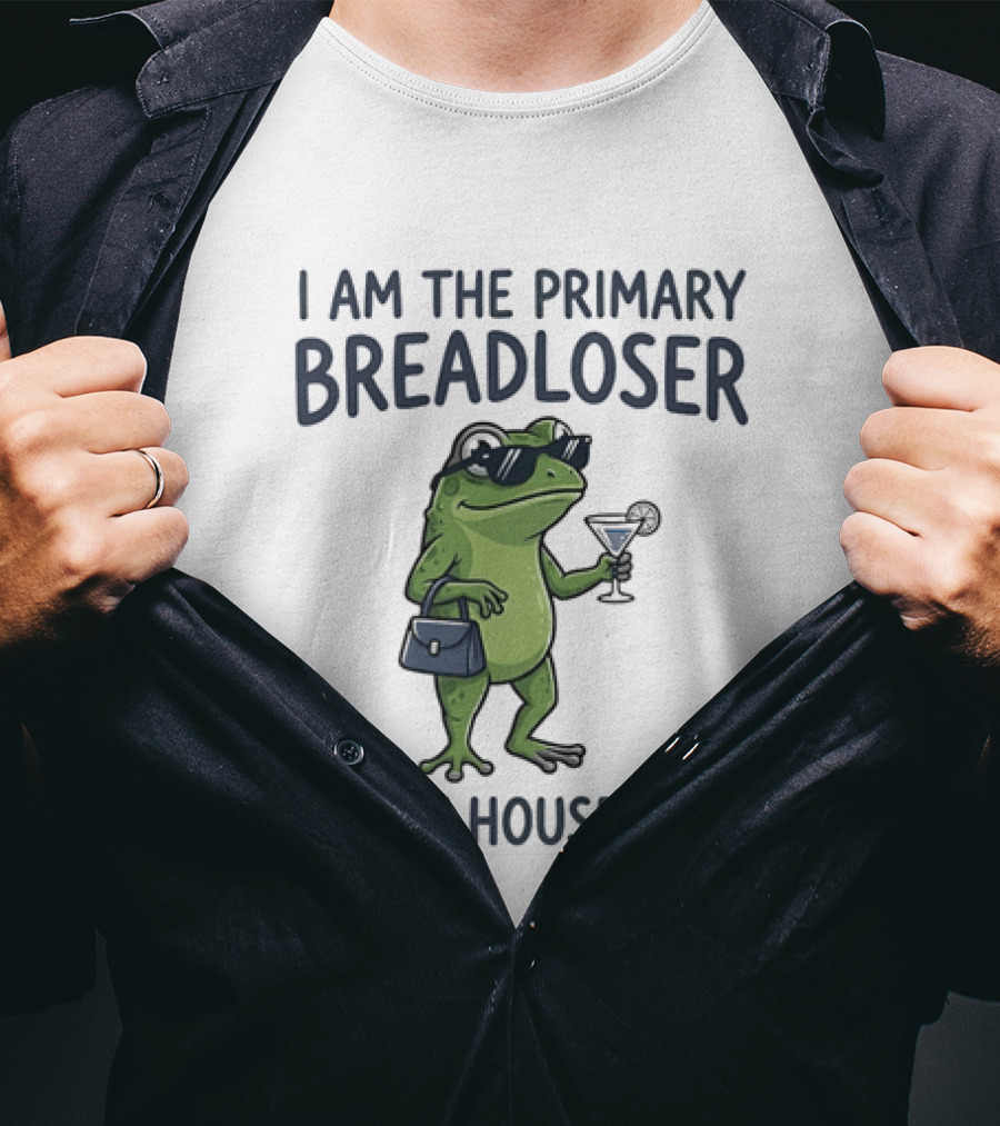 I Am The Primary Breadloser Frog Drinking Cocktail With Handbag And Shades T-Shirt