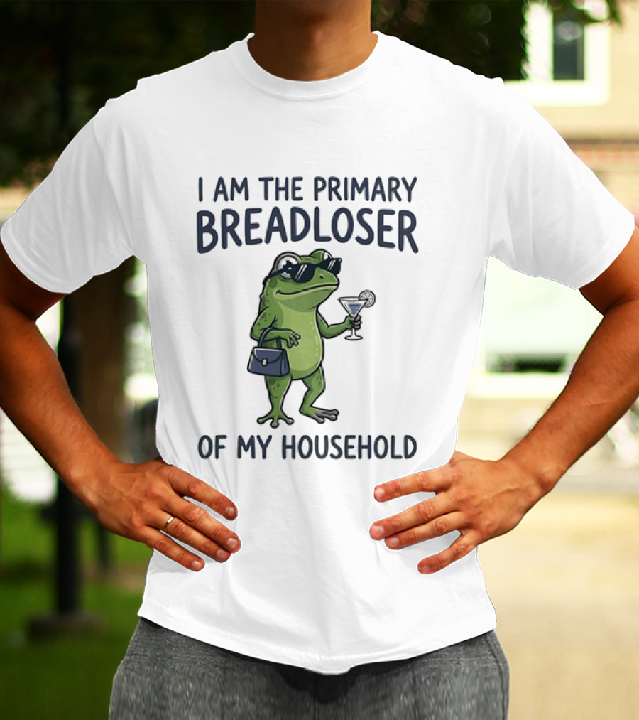 I Am The Primary Breadloser Frog Drinking Cocktail With Handbag And Shades T-Shirt