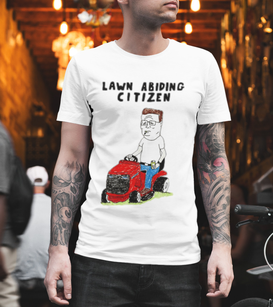 Lawn Abiding Citizen Hank Hill Cartoon Riding Mower Image T-Shirt