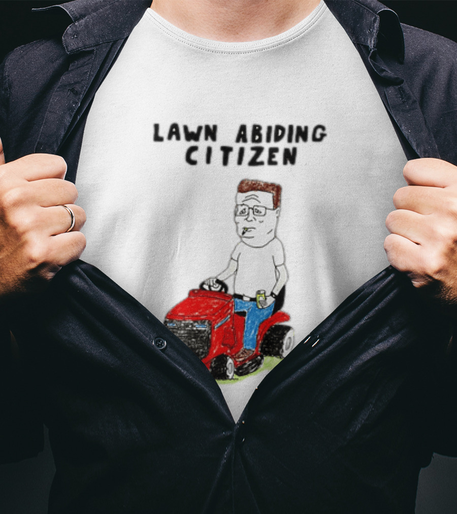 Lawn Abiding Citizen Hank Hill Cartoon Riding Mower Image T-Shirt