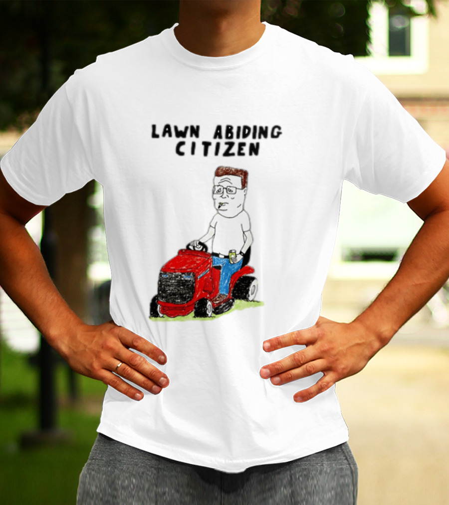 Lawn Abiding Citizen Hank Hill Cartoon Riding Mower Image T-Shirt