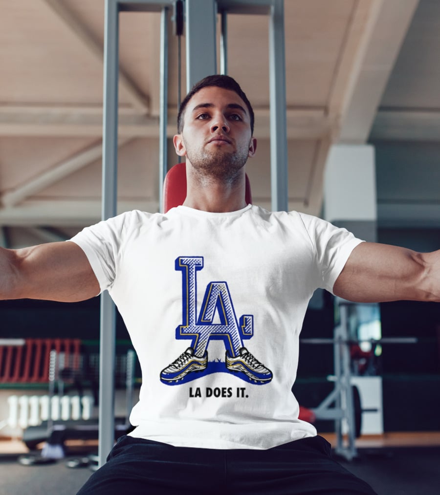 LA Dodgers LA Does It Baseball Footwear T-Shirt