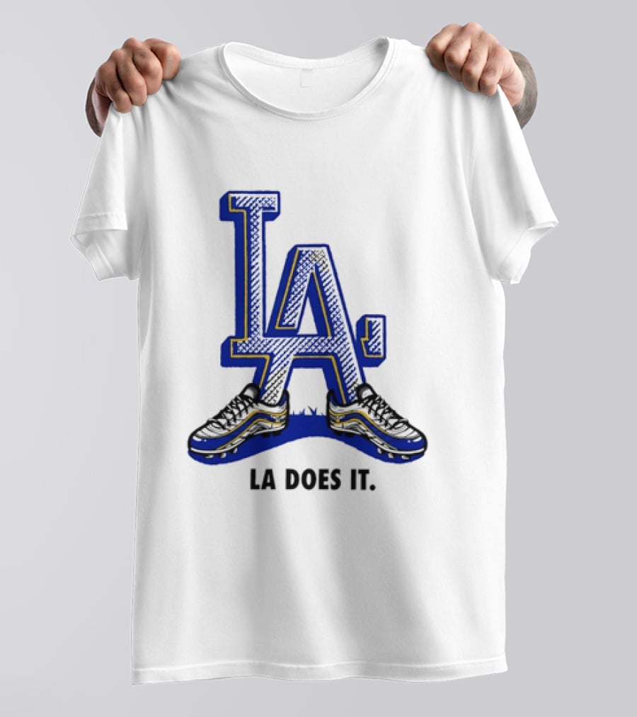 LA Dodgers LA Does It Baseball Footwear T-Shirt