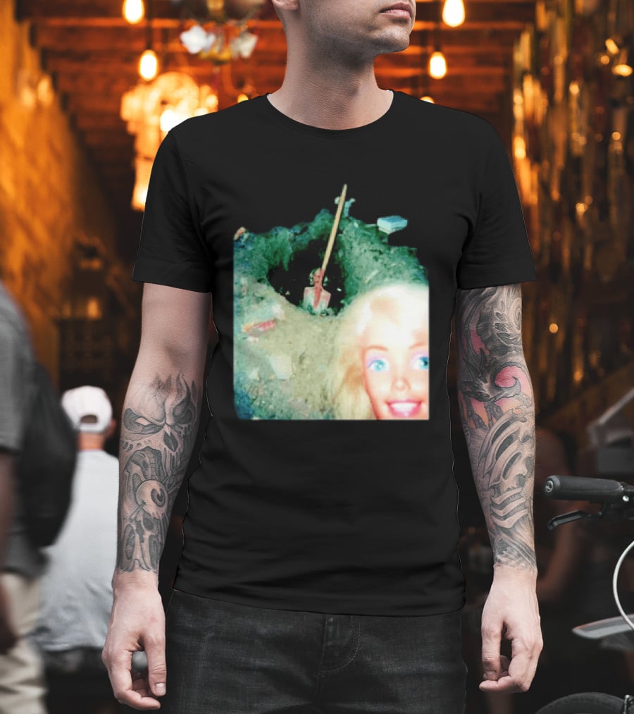 Barbie Doll Digging A Grave Shovel Surreal Scene T-Shirt