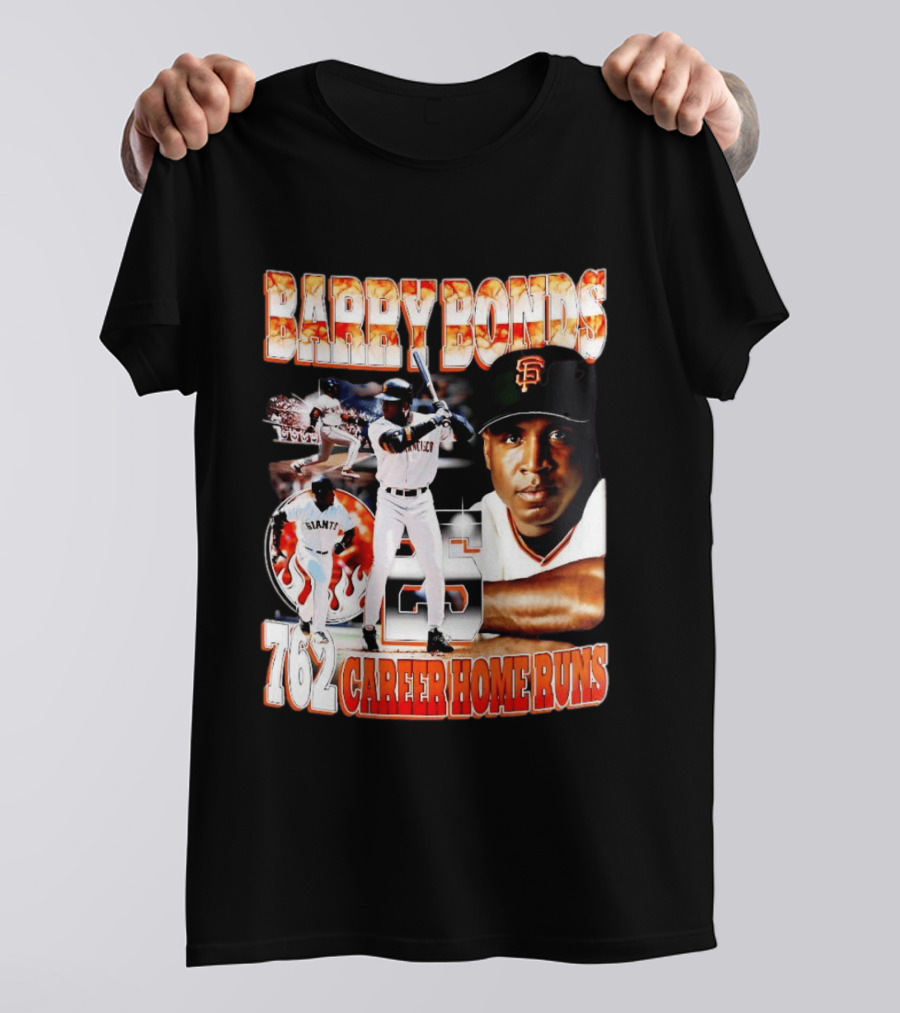 Barry Bonds Giants 25 San Francisco 762 Career Home Runs T-Shirt