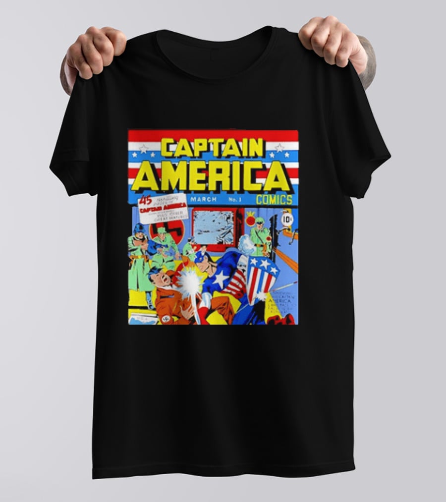Captain America Comics March No 1 Smashing Thru Hitler Issue Cover 1941 T-Shirt