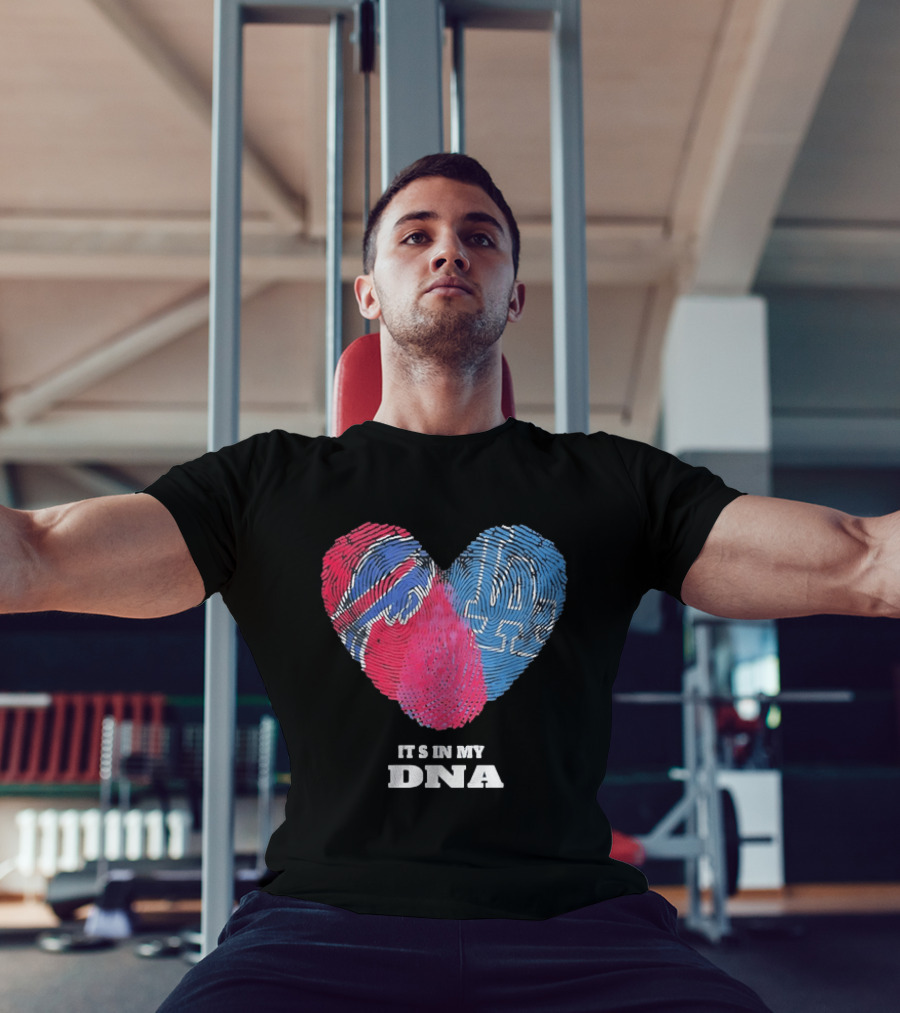 Buffalo Bills Los Angeles Dodgers It's In My DNA Fingerprint Heart T-Shirt